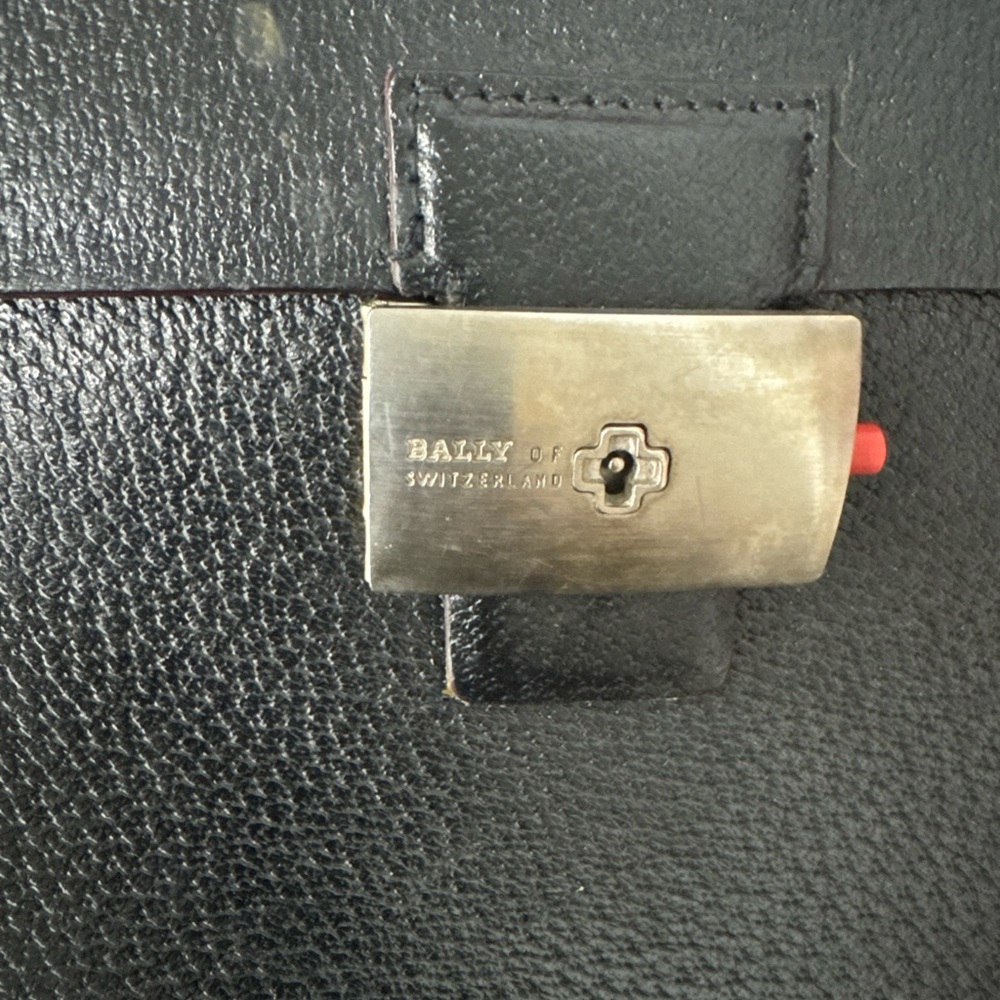 Bally Black Leather Briefcase with Silver Accent